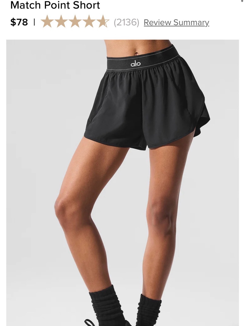 ALO Yoga Black Match Point Athletic Shorts